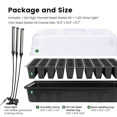 SOLIGT 60 Cell Seed Starter Trays with Grow Light