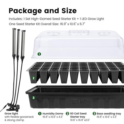 SOLIGT 60 Cell Seed Starter Trays with Grow Light