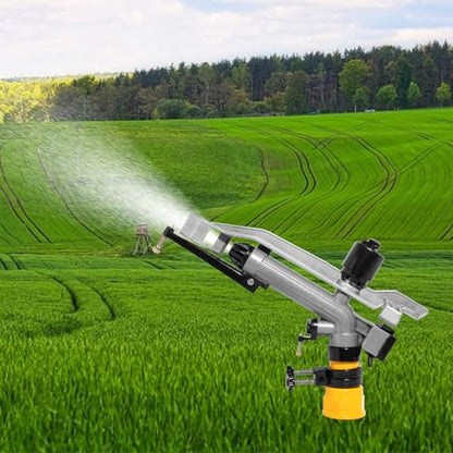 360° Rain Gun Sprinkler, 1-1/2" FNPT Full Circle Impact Sprinkler with 4 Interchangeable Nozzles, 17-29m Range for Farm Agricultural Irrigation, Lawns & Garden Watering