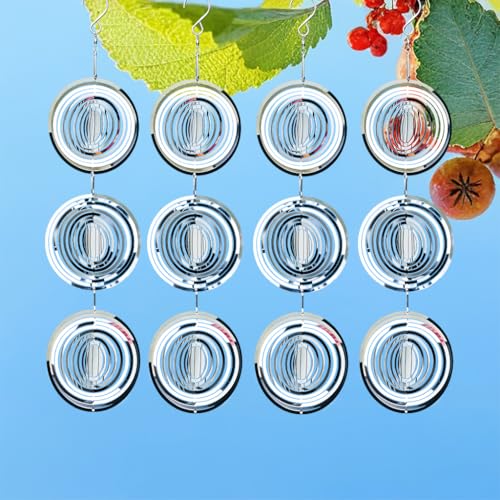 12PCS Bird Deterrents for Outside Patio, Stainless Steel Bird Reflectors to Keep Birds Away, Woodpecker Deterrent for House，Bird Scare Devices to Keep Pigeons Away from Your Garden - color: Round