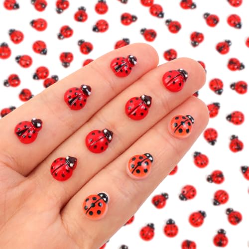 300pcs Mini Resin Ladybug Decor Tiny Ladybug for Crafts Dollhouse Miniatures Mini Resin Things Animals for Fairy Garden Micro Landscaping Home Decoration, 3 Types(0.32*0.4inch & 0.3*0.36inch) - color: 300pcs Mini Resin Ladybugs(3 Types)