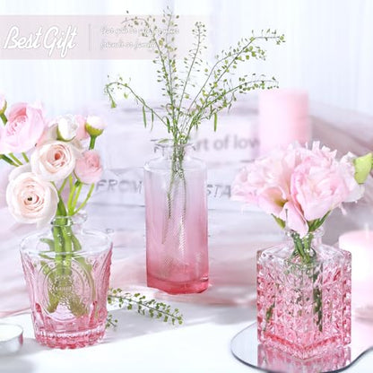 TBWIND Pink Glass Bud Vase Set of 24, Small Flower Vases - color: Pink-24pcs, size: 24Pcs