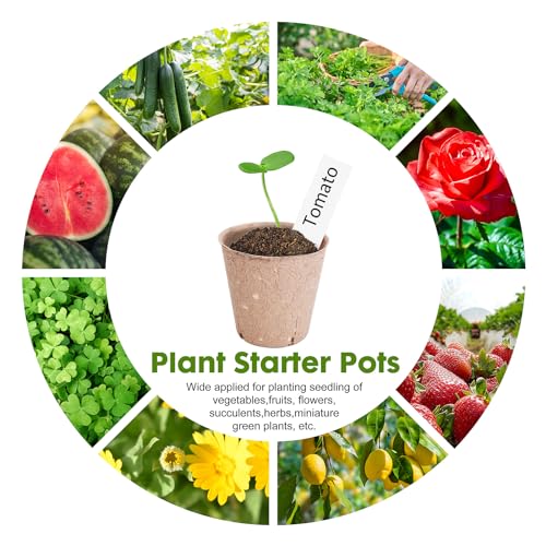40 Pack Peat Seedling Pots for Garden Seed Starting, 3.15 Inch Biodegradable Nursery Pots with 10 Plant Labels for Flowers, Herbs & Vegetables