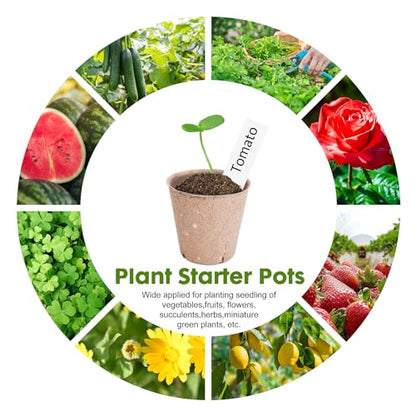 40 Pack Peat Seedling Pots for Garden Seed Starting, 3.15 Inch Biodegradable Nursery Pots with 10 Plant Labels for Flowers, Herbs & Vegetables
