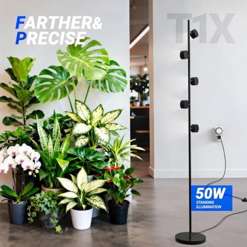 Barrina T1X5 Vertical Grow Light, 50W, 5000K Full Spectrum with Timer - size: 50W-6FT-5 Heads-Timer