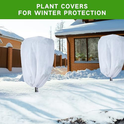Garutom 2-Pack Plant Covers Freeze Protection 78" x 89" 2.2 oz, Frost Cloth Plants Jacket Drawstring Tree Cover for Outdoor Plants, Shrub Potted Plants Winter - size: 78"W x 89"H / 2Pack