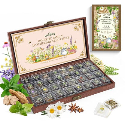 Lush&Dew Holistic Family Apothecary Seed Chest, 30000+ Medicinal Herb Seeds - style: Holistic Family Herbs
