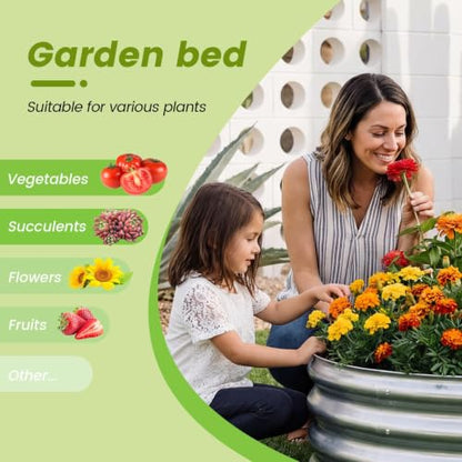 AHEONLAR 3PCS 2x2x2FT Galvanized Raised Garden Bed Kit Round Metal Flower Box Large Planter Raised Beds Outdoor Garden for Planting,Fruit,Herb Silver - color: Silver