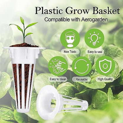 20 PCS Replacement Grow Baskets and Grow Domes Compatible with Aero Garden, Hydroponics Garden Accessories Basket Set,Plant Growing Container with Transparent Insulation Domes.
