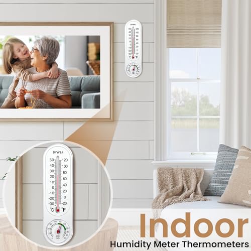 10 Pcs Indoor Outdoor Thermometer Hygrometer for Wall with ℃/℉