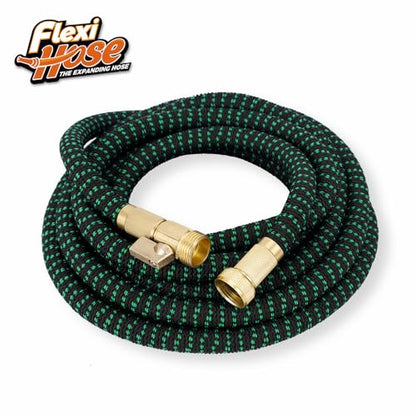 Flexi Hose with 8 Function Nozzle, 50FT - Lightweight Expandable Garden Hose, No-Kink Flexibility, 3/4 Inch Solid Brass Fittings and Double Latex Core - Black and Green - size: 50ft