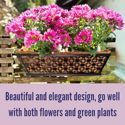 LaLaGreen Wall Planter for Plants (16 in, 4 Pack) Black Fence Window Box - size: 16" (41cm) x 4 pack