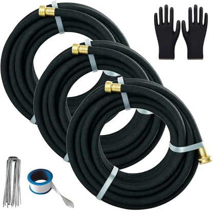 AMRITA 1/2"Soaker Hose KIT, 25ft 3Pack Garden Drip Hoses Brass Couplings - color: 1/2"×(25FT)×(3PCS)