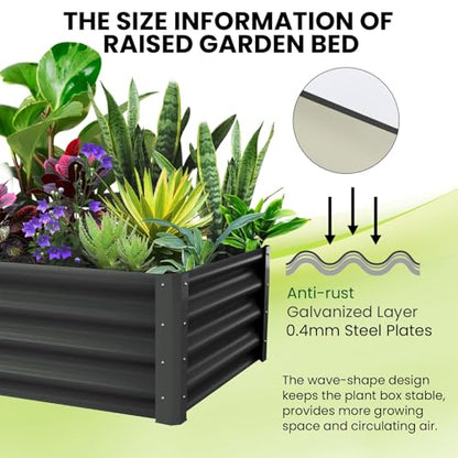 Garvee 2 Pack 6x3x1 ft Raised Garden Beds, Outdoor Galvanized Raised Beds - size: 6x3x1 FT