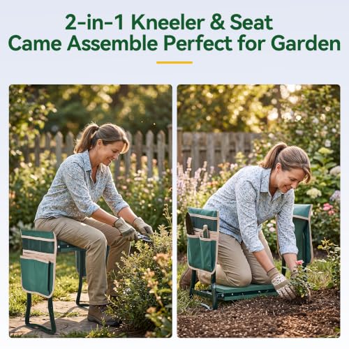 Garden Kneeler and Seat, Heavy Duty 350lbs Gardening Bench