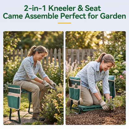 Garden Kneeler and Seat, Heavy Duty 350lbs Gardening Bench