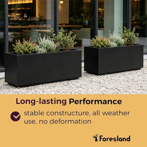 40Wx12Dx16H Long Black Metal Planter Box - size: 40Wx12Dx16H