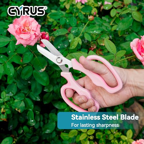 Pink Stainless Steel Floral Shears with Integrated Stab Remover - style: Pink