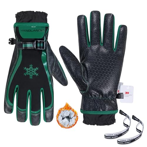 HANDLANDY HLDD Winter Work Gloves for Women, Insulated Thermal Working Gloves Touchscreen Warm Gardening Glove - color: Green, size: X-Large