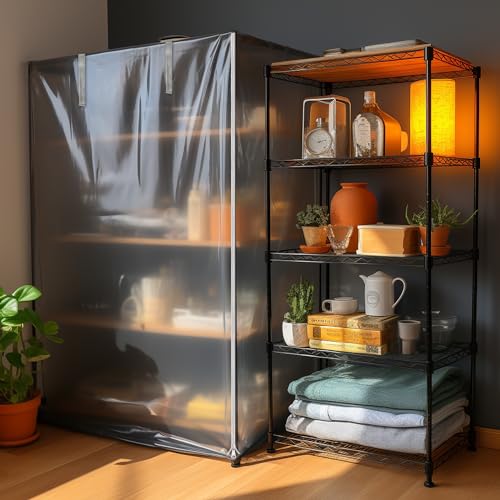 Frosted PVC Wire Shelf Cover 48 x 18 x 72 Inch Storage Rack Cover - color: Frosted, size: 48" W x 18" D x 72" H