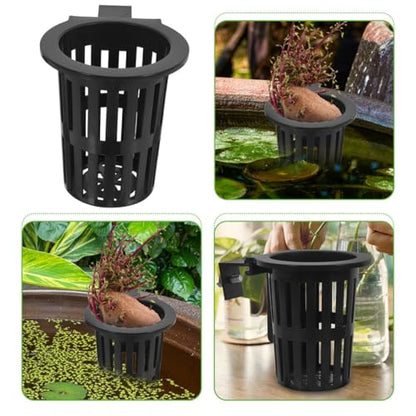 6 Pack Aquarium Plant Holder Wall Mounted Hydroponic Basket for Fish Tank Aquatic Plants Pond Plants Vertical Gardening Plastic Mesh Net Pot 3.93 X 3.54 X 2.36 in