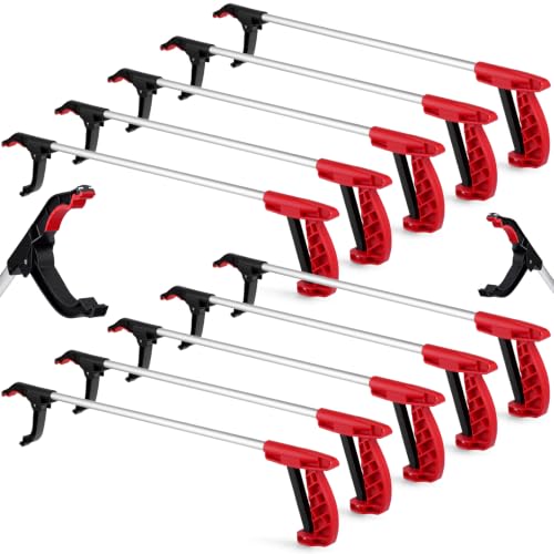 Sabary 10 Pcs 30" Grabber Reacher Tool Trash Pickers Bulk, Red - color: Red