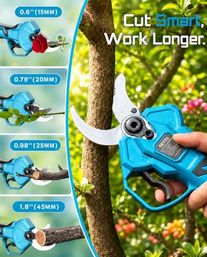 SEESII Electric Pruning Shears 4 Modes, 1.8” Cut Electric Pruners Cordless - color: Blue