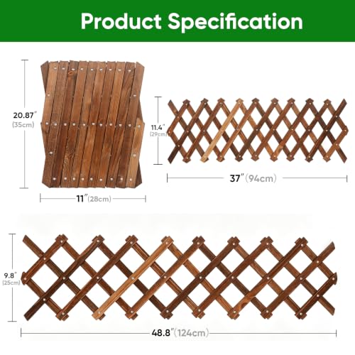 2 PCS Expandable Wood Lattice Fence Panels for Outside - size: 2 Pack