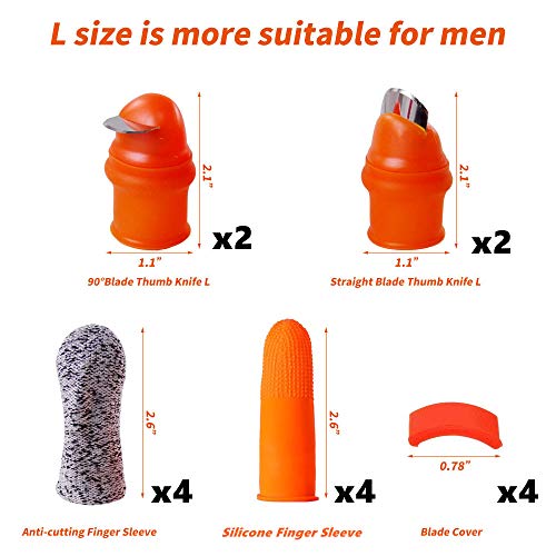 YBB 12 Pcs Gardening Silicone Thumb Knife Harvesting Tool, Separator Finger Plant Fruit Picking Knife Garden Tool (L) - color: L