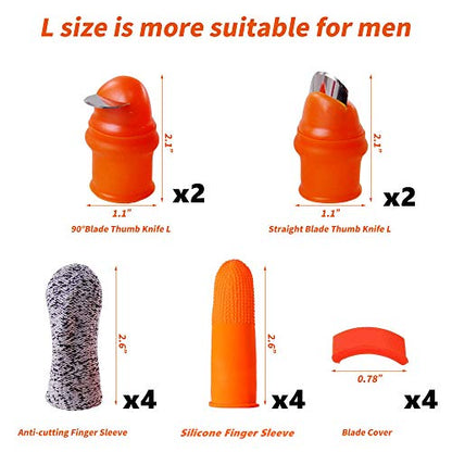 YBB 12 Pcs Gardening Silicone Thumb Knife Harvesting Tool, Separator Finger Plant Fruit Picking Knife Garden Tool (L) - color: L