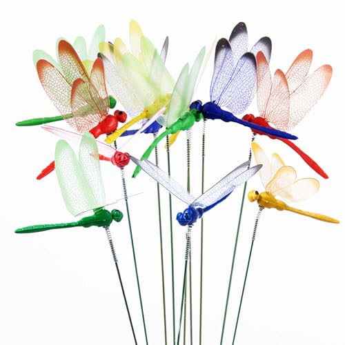 3D Decorative Dragonfly Garden Stakes Dragonflies Garden Decorations for Yard Patio Lawn Plant Flower Pot Decor, 12 Pcs - color: 12 Pcs Dragonfly Stakes