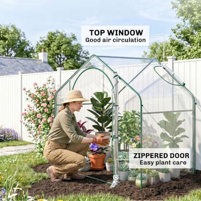 Outsunny 6' x 3' x 5' Portable Walk-in Greenhouse with Plastic Cover Clear - style: Modern