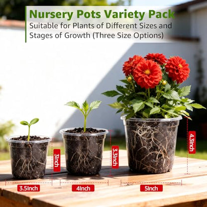 MIXC Clear Nursery Pots with Drainage Holes, 5/4/3.5 Inch 30 Pack - size: 3.5/4/5 Inch-30 Pack