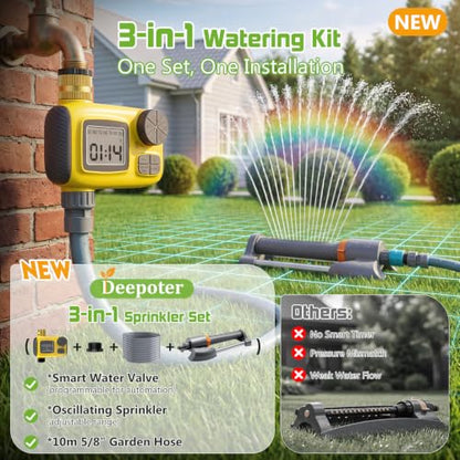 Oscillating Sprinkler with Smart Timer for Lawn and Garden Watering