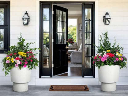Autodaya 16.75" Urn-Style Planters Set of 2, White Terrazzo Pedestal - color: 16.8"h-white Terrazzo