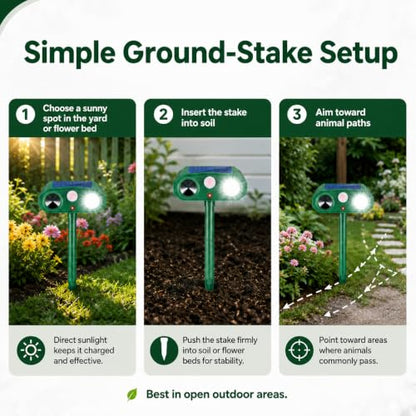 Sonic Fortress Pro Deer Repellent Device Solar Ultrasonic Animal Repellent