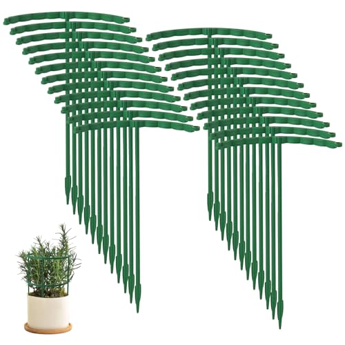 24 Pieces Half Round Plant Support Stakes, Stackable Garden Flower Support Rings, Outdoor Indoor Plant Cage Holder Trellis for Climbing Tomato Flowerpot (24, Each Tier of 9.4")