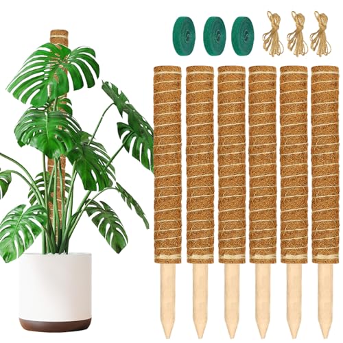 ALENEY Moss Pole, 6 Pack 17inch Monstera Plant Support Stackable Moss Poles for Plants, Coir Totem Pole Tall Moss Pole for Climbing Plants, Sphagnum, Indoor Potted Plants - size: 6 Pack