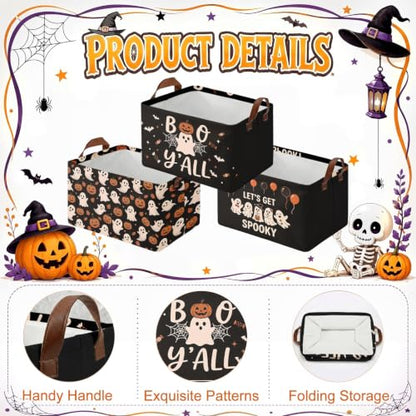 Britimes Halloween Storage Baskets, Ghost Toy Storage Bins Box, 3 Pack - color: Halloween Cute Ghost