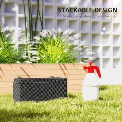 Outsunny 2-Pack 20 Inch Railing Planter Box with Hooks for Fence, Black