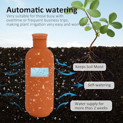 3pcs Terracotta Plant Watering Globes 3.5 * 10inch Terracotta Watering Pots Self Watering Planter 900ml for Indoor Outdoor Plants Clay Plant Watering Globes Planter Insert Watering Pots - style: Ｇ