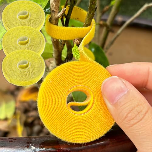 3Rolls/Set Hook and Loop Tape Cable Ties Reusable Fastening Tape Yellow - color: Yellow