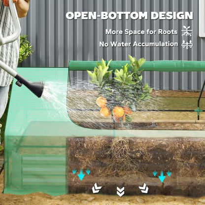 Outsunny 8.6 x 3 x 1ft Metal Planter Box with Mini Greenhouse, Green/Silver - color: Green and Silver, size: 8.6' x 3'