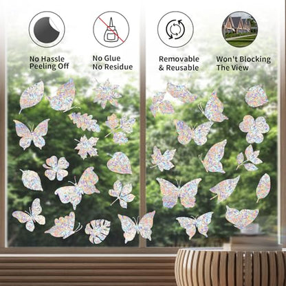 YUOROS 30 Anti Collision Window Decals for Bird Strike Prevention - color: Butterfly, Leaf