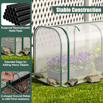 Happygrill Raised Garden Bed with Greenhouse Cover & Legs - color: White+Grey