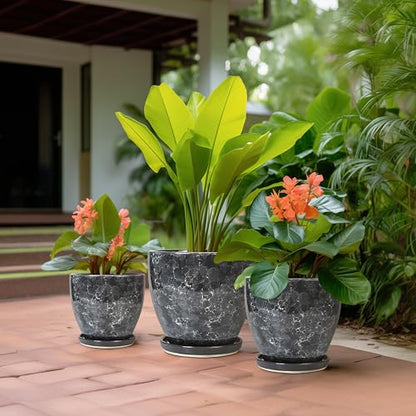 Ceramic Pots for Plant, 10+8+6 Inch Modern Flower Pot Indoor, Grey - color: Gray