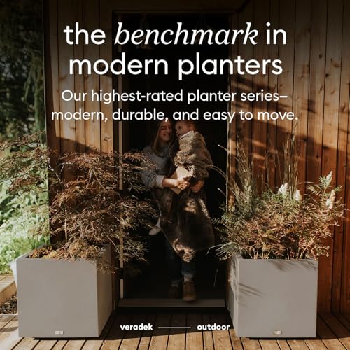 Veradek Block Series Cube Planter - Square Outdoor Planter - color: Gray, size: Medium - 2 Pack