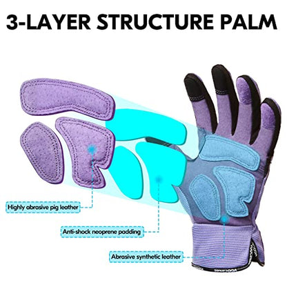 Vgo... Gardening Gloves Ladies,Safety Work Gloves,Touchscreen(Size L,Purple,SL7471) - color: Purple, size: Large