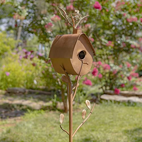 Large Copper Colored Birdhouse Garden Stakes (Oval Shape)