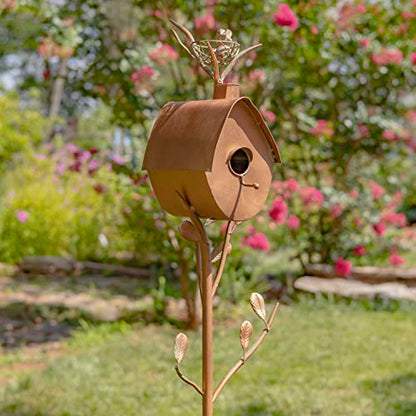 Large Copper Colored Birdhouse Garden Stakes (Oval Shape)